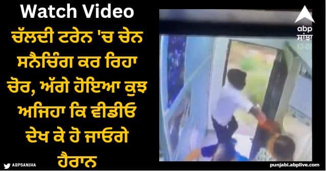 The thief was Chain snatching in the moving train something happened that you will be surprised Viral Video: ਚੱਲਦੀ ਟਰੇਨ 'ਚ ਚੇਨ ਸਨੈਚਿੰਗ ਕਰ ਰਿਹਾ ਚੋਰ, ਅੱਗੇ ਹੋਇਆ ਕੁਝ ਅਜਿਹਾ ਕਿ ਵੀਡੀਓ ਦੇਖ ਕੇ ਹੋ ਜਾਓਗੇ ਹੈਰਾਨ