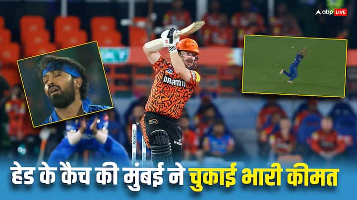 Travis Head dropped catch cost Mumbai Indians against Sunrisers Hyderabad IPL 2024 SRH vs MI MI vs SRH: ट्रेविस हेड का कैच छोड़ना मुंबई को पड़ा भारी, 18 गेंदों में जड़ा तूफानी अर्धशतक