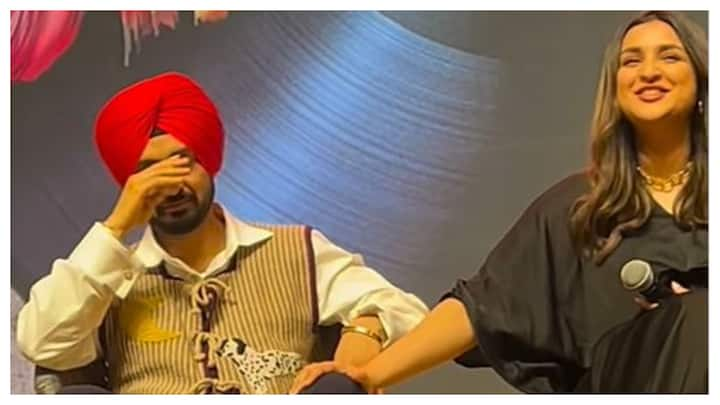 Diljit Dosanjh, who recently performed with Ed Sheeran, got emotional at the trailer launch event of his upcoming film 'Amar Singh Chamkila'.