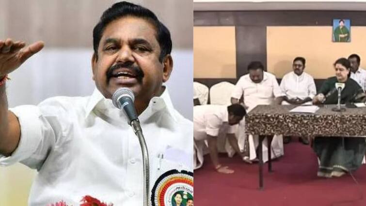 AIADMK General Secretary Edappadi Palaniswami explained why why I fell at Sasikala's feet EPS On Sasikala: ”சசிகலா காலில் விழுந்தது தப்பா?” - அதிமுக பொதுச்செயலாளர் எடப்பாடி பழனிசாமி விளக்கம்