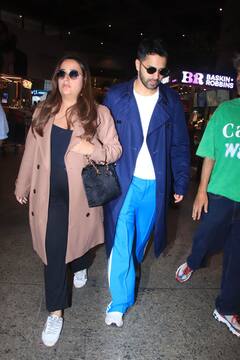 બોલિવૂડ એક્ટર વરુણ ધવન તેની પત્ની સાથે મુંબઇ એરપોર્ટ પર થયો સ્પોટ