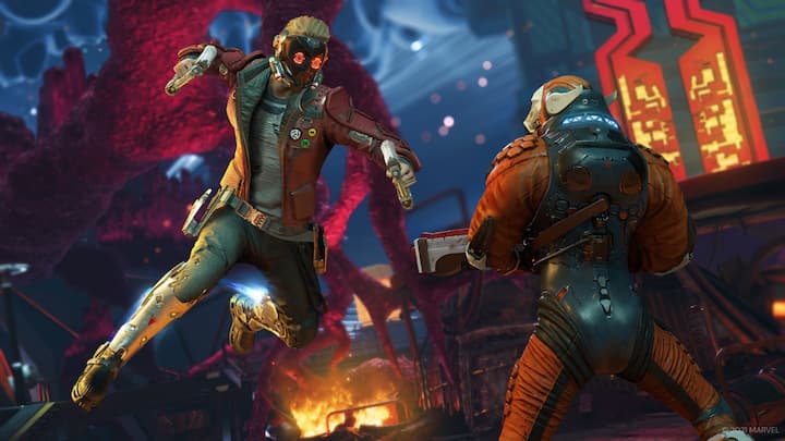 Marvel's Guardians of the Galaxy (Platforms- PS5, PS4, Xbox Series X, Xbox One, PC): It ranks among the top single-player games currently on offer. Providing a vast adventure, it consistently introduces exciting scenarios. Eidos Montreal has masterfully created a grand homage to the best Guardians of the Galaxy stories, ensuring it's accessible and enjoyable for newcomers to the team. Immerse yourself in thrilling combat and cherish the camaraderie moments with the Guardians, making it a compelling choice to delve into and remain captivated. (Image Source: Eidos Interactive Corp.)