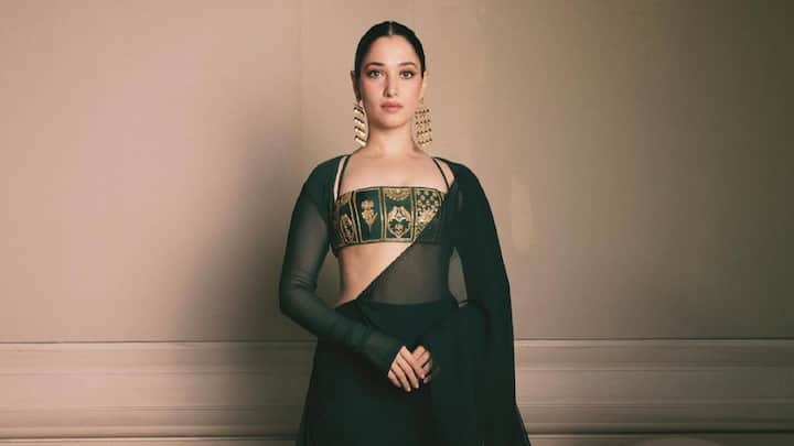 As she promoted her next Tamil horror comedy film, 'Aranmanai 4', Tamannaah Bhatia was spotted sporting an all-green ethnic ensemble.