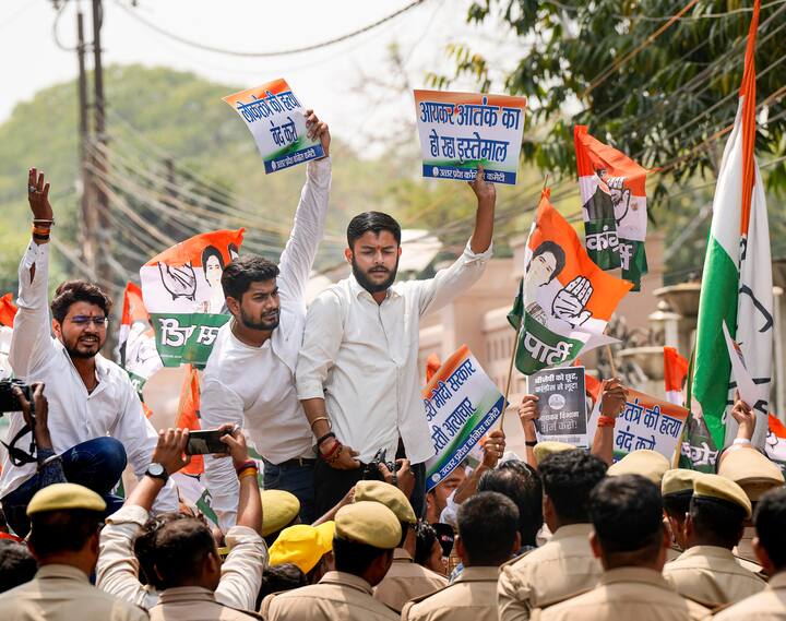 The grand old party's state units organised protests in Jaipur, Lucknow, Chandigarh and other state capitals. (PTI Photo)