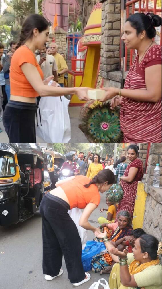 सनी टेंपल में गरीबों को खाना बांटते स्पॉट हुईं सारा अली खान