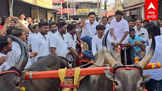 TRB raja : மாட்டு வண்டியில் சென்று வாக்கு சேகரித்த TRB ராஜா ஏகபோக வரவேற்பு