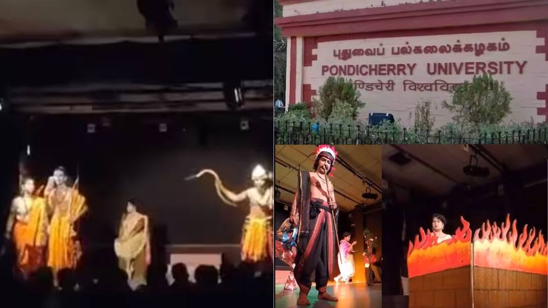 Pondicherry University Row: सीतेने रावणाला गोमांस दिलं, हनुमानाचाही अपमान; पुद्दुचेरी विद्यापीठातील नाटकावरुन वादंग Outrage after Pondicherry University play shows Goddess Sita offering beef to Ravana dancing with him Pondicherry University Row: सीतेने रावणाला गोमांस दिलं, हनुमानाचाही अपमान; पुद्दुचेरी विद्यापीठातील नाटकावरुन वादंग