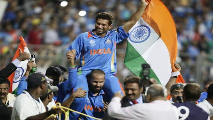 Sachin Ramesh Tendulkar finally receiving his grand farewell from the World Cups, and this time.... as a winner   (All Images Credit - Getty Images)