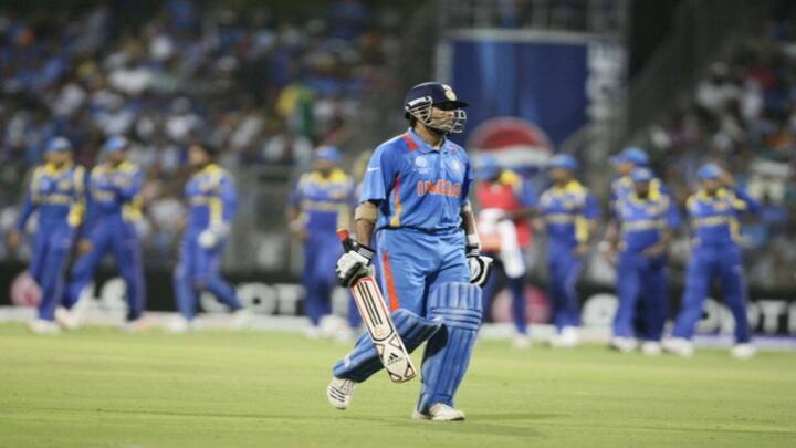'The God' Sachin Tendulkar departing back to pavilion after playing his last ever innings at a World Cup