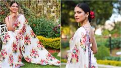 Malavika Mohanan Saree Photos: షిఫాన్ శారీలో మాళవిక - కొప్పులో గులాబీలు, చీరపై పువ్వులు... సమ్మర్ స్టైల్ చూశారా?