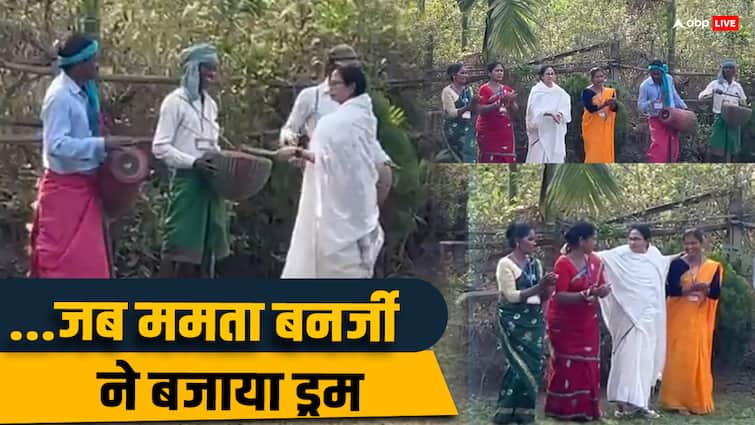West Bengal CM Mamata Banerjee dances during meeting with Tribals in Jalpaiguri Mamata Banerjee Dance: जलपाईगुड़ी में आदिवासियों से मिलने पहुंचीं CM ममता बनर्जी, ढोल की थाप पर किया डांस; देखें- VIDEO