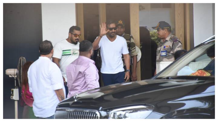 The birthday boy, superstar Ajay Devgn was spotted outside Kalina airport on Tuesday with his Son Yug.