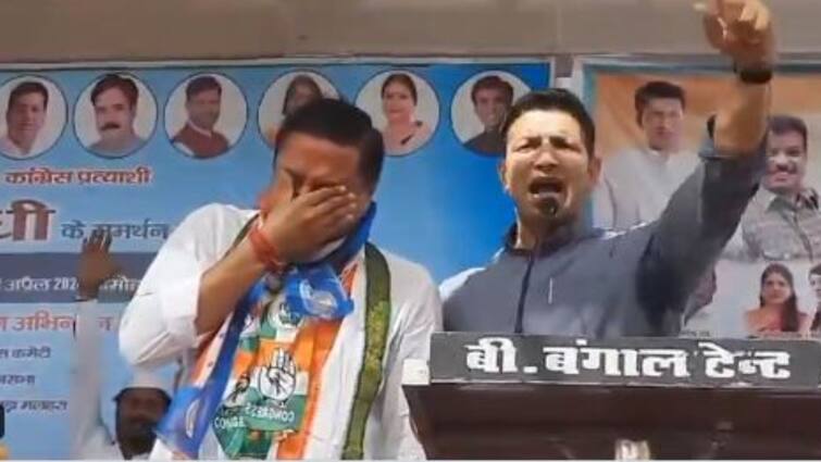 Tarwar Singh Lodhi Congress Candidate from Damoh MP Crying Video Viral Jitu patwari Watch: फूट-फूटकर कर रोने लगे कांग्रेस प्रत्याशी तरवर सिंह लोधी, मंच पर जीतू पटवारी ने...