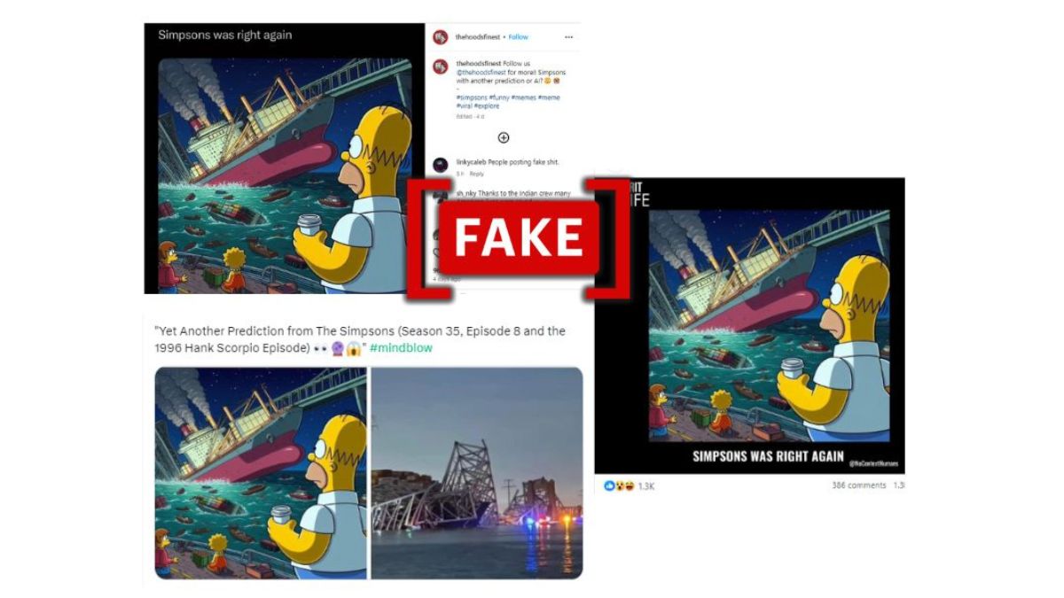 Fact Check: Viral Image Claiming 'The Simpsons' Predicted Baltimore Bridge Collapse Is Fake