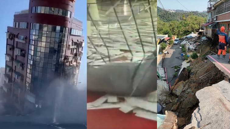 Taiwan earthquake Visuals building collapsed and sea waves rose Taiwan Earthquake Video: தைவான் நிலநடுக்கம்: சரிந்த கட்டடங்கள்; வாகனங்கள் சேதம்; அதிர்ச்சி ஏற்படுத்தும் வீடியோக்கள்..