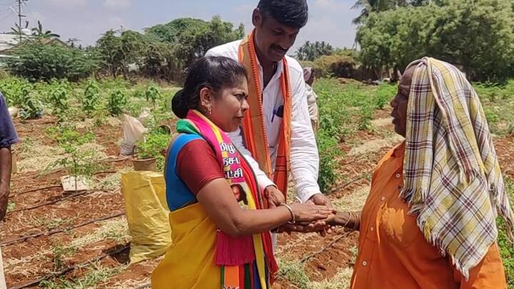 Lok Sabha Election 2024 Pmk candidate Thilak Bhama says solve farmers grievances by swearing an oath on agricultural soil - TNN விவசாய மண் மீது சத்தியம் செய்து விவசாயிகள் குறைகளை தீர்ப்பேன் -  பாமக வேட்பாளர் திலக பாமா