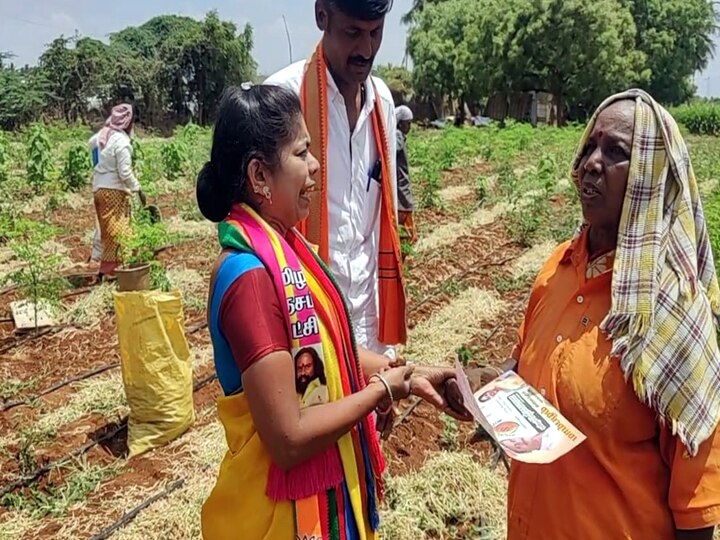 விவசாய மண் மீது சத்தியம் செய்து விவசாயிகள் குறைகளை தீர்ப்பேன் -  பாமக வேட்பாளர் திலக பாமா