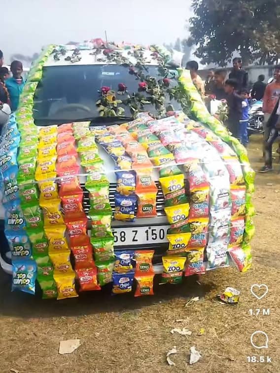 चिप्स-कुरकुरे के साथ लाया दूल्हा अपनी बारात, वायरल हुआ वीडियो