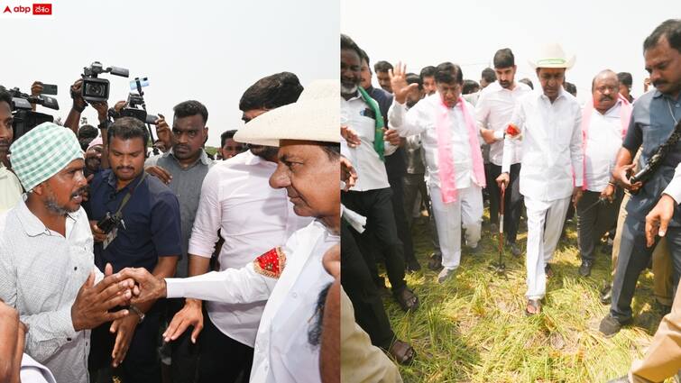 brs chief kcr tour in karimnagar KCR: 'అన్నదాతలకు అన్ని విధాలుగా అండగా ఉంటాం' - పంట పొలాలు పరిశీలించిన గులాబీ బాస్