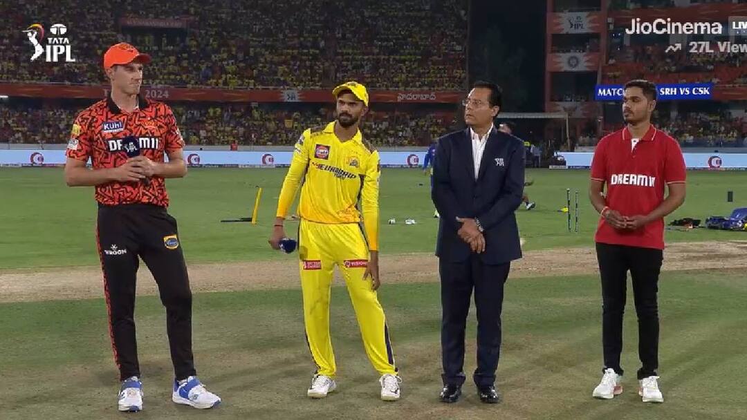 ipl 2024 srh vs csk toss update pat cummins won the toss elected bowl first against chennai super kings IPL 2024, SRH vs CSK Toss Update : सनरायजर्स हैदराबादनं टॉस जिंकला, बॉलिंगचा निर्णय, दोन्ही टीमध्ये कुणाची वर्णी