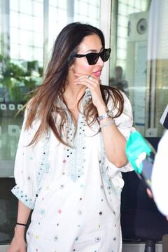 Malaika Arora: फिटनेस फ्रिक अभिनेत्री मालयकाचा एअरपोर्ट लूक; पाहा खास फोटो!