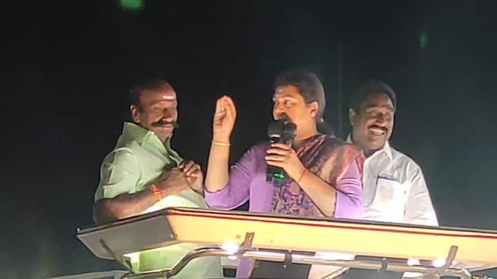 Actress Vindhya campaigned in support of AIADMK candidate for Kanchipuram parliamentary constituency பாஜக கூட்டணி பிம்பிளிக்கி பிளாப்பி கூட்டணி..! கலாய்த்து தள்ளிய விந்தியா..!