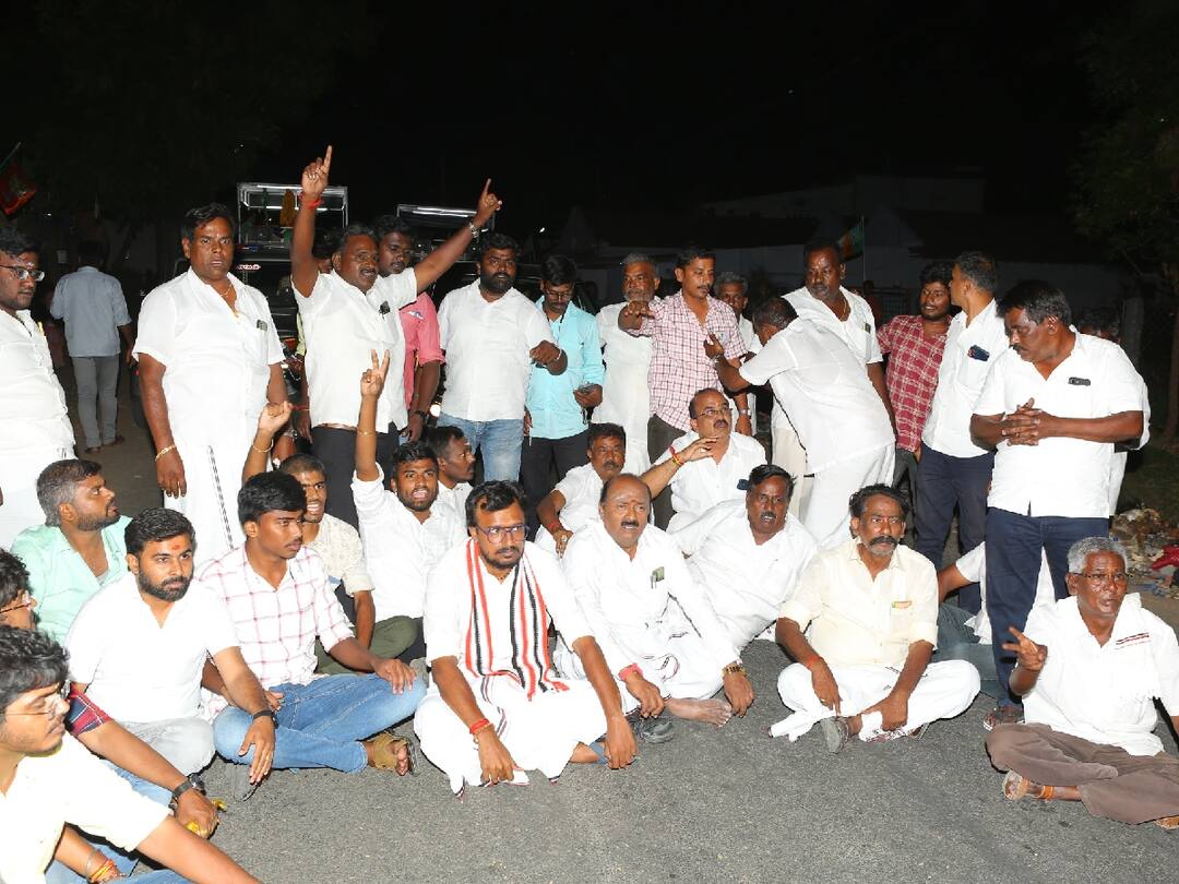 அண்ணாமலையின் பரப்புரை வாகனத்தை சிறைபிடித்து அதிமுக வேட்பாளர் போராட்டம்