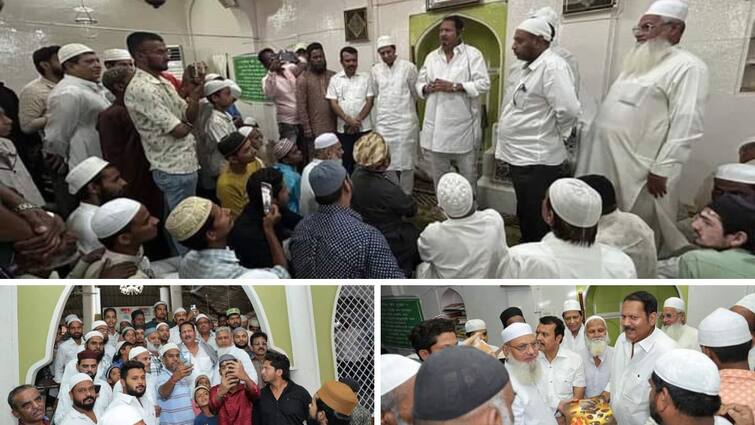 Udayanraje Bhosale campaign continues in satara loksabha Interaction with Muslim brothers in the mosque Udayanraje Bhosale : तिकिटाची वाट न बघता उदयनराजेंचा प्रचाराचा धडाका सुरुच; मशिदीत मुस्लीम बांधवांशी साधला संवाद