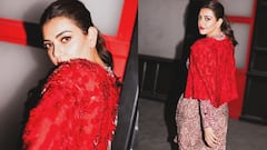 Kajal Aggarwal : சிவப்பு உடையில் மனதை பறிக்கும் நடிகை காஜல் அகர்வால்!