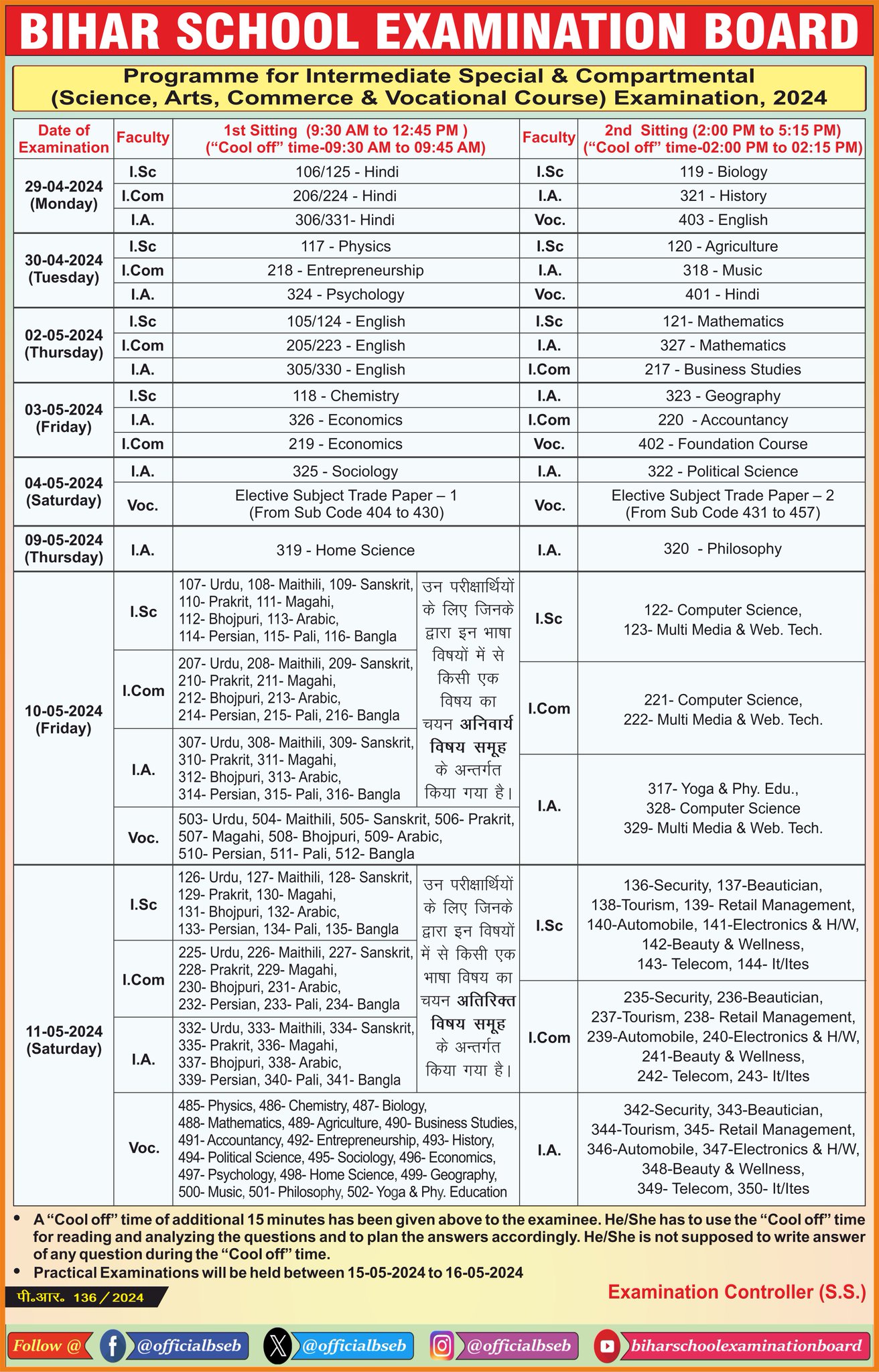 Bihar Board Compartment Exam 2024: बिहार बोर्ड 10वीं-12वीं की कंपार्टमेंट परीक्षा की तारीखें घोषित, इन डेट्स पर होंगे एग्जाम