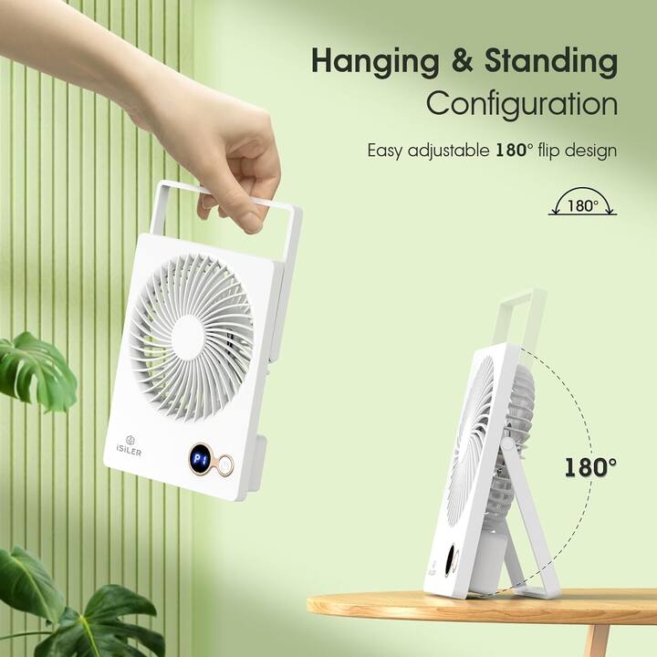 ISILER USB Fan Features: This USB fan with 3 speed function provides fast air flow.  You can keep this USB fan anywhere on a small desk or kitchen slip and it can also be adjusted at 180 degrees.  Additionally, you can also charge this fan from laptop, computer and other electrical gadgets with the help of USB charging port.