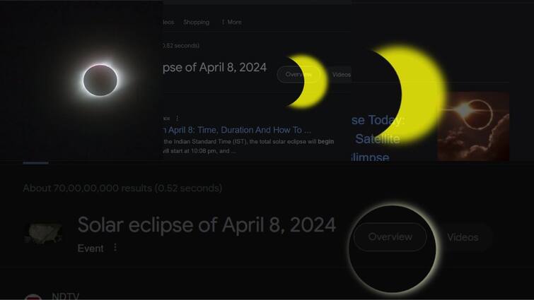 Google Marks Total Solar Eclipse With Animation Here's How It Works Solar Eclipse Animation: கூகுளில் ‘சூரிய கிரணம்‘ டைப் பண்ணுங்களேன்; சிறப்பு அனிமேஷன் ஸ்க்ரீனில் வரும்!