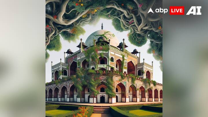 AI निर्मित पेड़-पौधे से भरा हुआ यह स्मारक दिल्ली का हुमायूं का मकबरा है. अगर इसमें पेड़-पौधे उग जाएं तो यह इतना सुंदर लगेगा, इस बात का सबूत आप तस्वीर में ही देख सकते हैं. यह सन् 1572 में बनकर तैयार हुआ था. यह भारत का पहला गार्डन मकबरा माना जाता है.