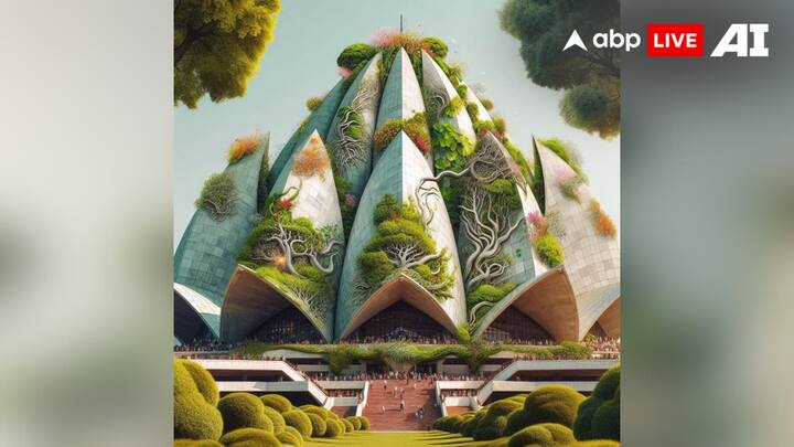 लोटस टेंपल में कमल की खिली हुई पंखुड़ियों के चारों ओर पानी के नौ तालाब है. यहां ना तो कोई मूर्ति है और ना ही यहां पूजा-पाठ होती है. अगर लोटस टेंपल में पेड़-पौधे उगे रहते तो ये इतना सुंदर दिखाई देता.