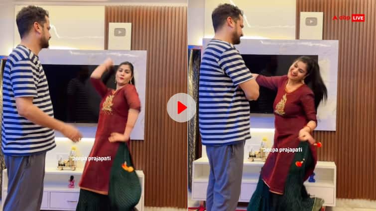 Desi Bhabhi Dance video on sapna chaudhary song chaati se laga rahiye husband reaction goes viral Video: 'तू छाती क लागा रहिए...', भाभी ने हरियाणवी गाने पर जमकर लगाए ठुमके, देखते रह गए भैया