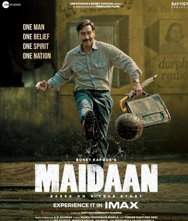 अजय देवगन की 'मैदान' स्पोर्ट्स ड्रामा फिल्म है. ये मूवी 1952 से 1962 के बीच इंडियन फुटबॉल टीम के कोच रहे सैय्यद अब्दुल रहीम की बायोपिक है. फिल्म में अजय ने लीड रोल प्ले किया है. इस फिल्म के ट्रेलर रिलीज के बाद से ही इसे लेकर फैंस में एक्साइटमेंट बनी हुई है.