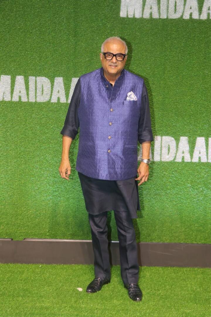 Boney Kapoor, who has produced Maidaan, poses for the photos.