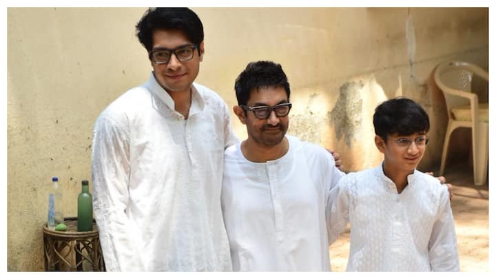 Actor Aamir Khan is celebrating Eid with his mother and kids Junaid and Azad. Aamir and his sons on Thursday greeted paparazzi outside their house.