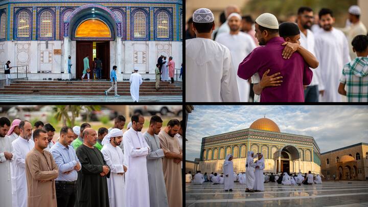 Eid-al-Fitr dawned on UAE on April 10 itself following the sighting of the moon, and celebrations went on in full swing as people visited mosques and engaged in worship. Here is a glimpse of it.