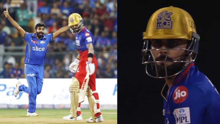 jasprit bumrah dismissed virat kohli fifth time in ipl history kohli vs bumrah stats ipl 2024 mi vs rcb MI vs RCB: बुमराह ने कोहली को दिया 440 वॉल्ट का झटका, देखें कैसे दिखाया पवेलियन का रास्ता