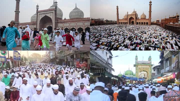 Eid-Ul-Fitr 2024: देशभर में आज धूमधाम से ईद मनाई जा रही है. वहीं दिल्ली स्थित हजरत निजामुद्दीन दरगाह पर ईद के मौके पर नमाज अदा की गई. ईद के खास मौके पर दरगाह को भी खूबसूरत ढंग से सजाया गया है. 