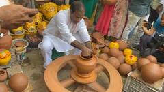 ప్రజాశాంతి పార్టీకి కొత్త గుర్తు, హ్యాపీలో కుండలు తయారు చేసిన కేఏ పాల్