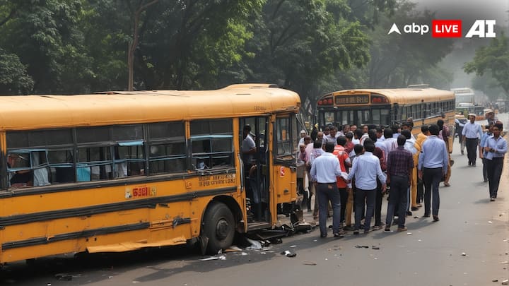 Delhi Road Accident Bus Carrying School children collided with Scooty and Auto Rickshaw killing one person Delhi Accident: दिल्ली में स्कूल बस ने स्कूटी और ऑटो रिक्शा को मारी टक्कर, 1 की मौत, 3 स्कूली छात्र जख्मी