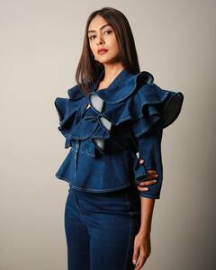 Mrunal Thakur Goes Trendy In Ruffled Denim Ensemble, PICS