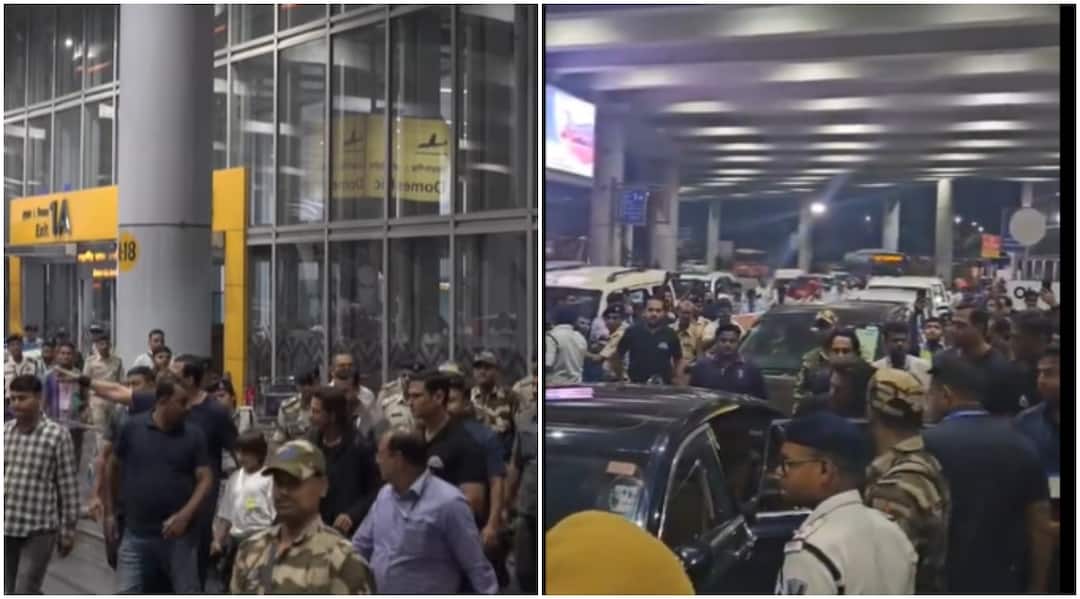 Shah Rukh Khan arrives kolkata with suhana and abram ahead of sunday match IPL IPL मैच के लिए बच्चों के साथ कोलकाता पहुंचे Shah Rukh Khan, एयरपोर्ट पर दिखी भारी सिक्योरिटी