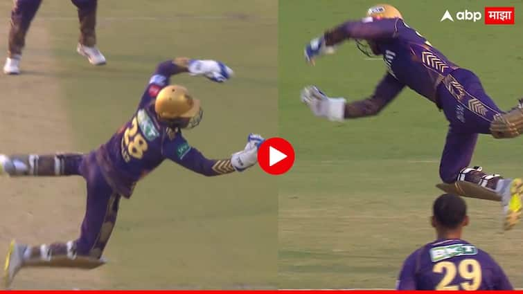 phil salt amazing catch to dismiss marcus stoinis in kkr vs lsg ipl 2024 match no 28 IPL 2024 : सॉल्टचा झेल पाहून धोनीही दंग होईल, सुपरमॅनसारखा हेवत झेपवत घेतला शानदार कॅच VIDEO