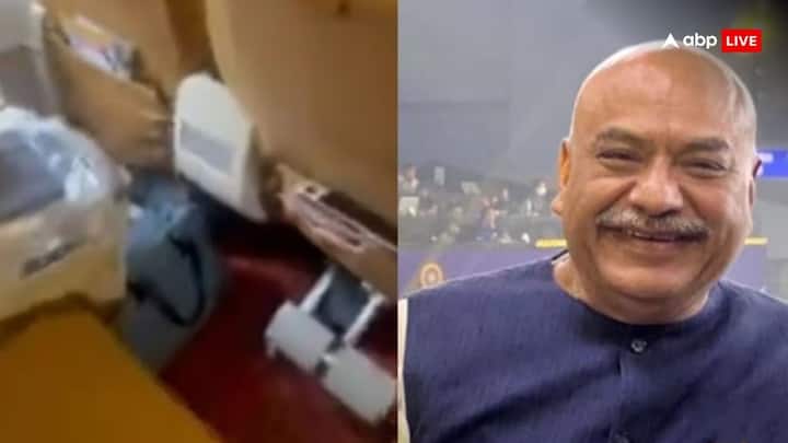 Air India flight from Delhi to Dubai footrest of one of the seats was broken BJP leader Sudhanshu Mittal angry Air India Flight: एयर इंडिया की फ्लाइट पर फूटा BJP नेता का गुस्सा, टूटी सीट देखकर बोले- 'सबसे खराब बिजनेस क्लास'