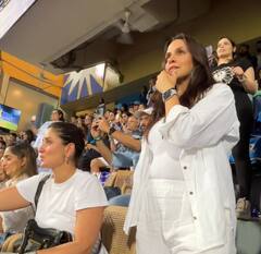 Neha Dhupia Watches CSK Vs MI IPL Match With Kareena Kapoor, John Abraham and Angad Bedi - See Pics