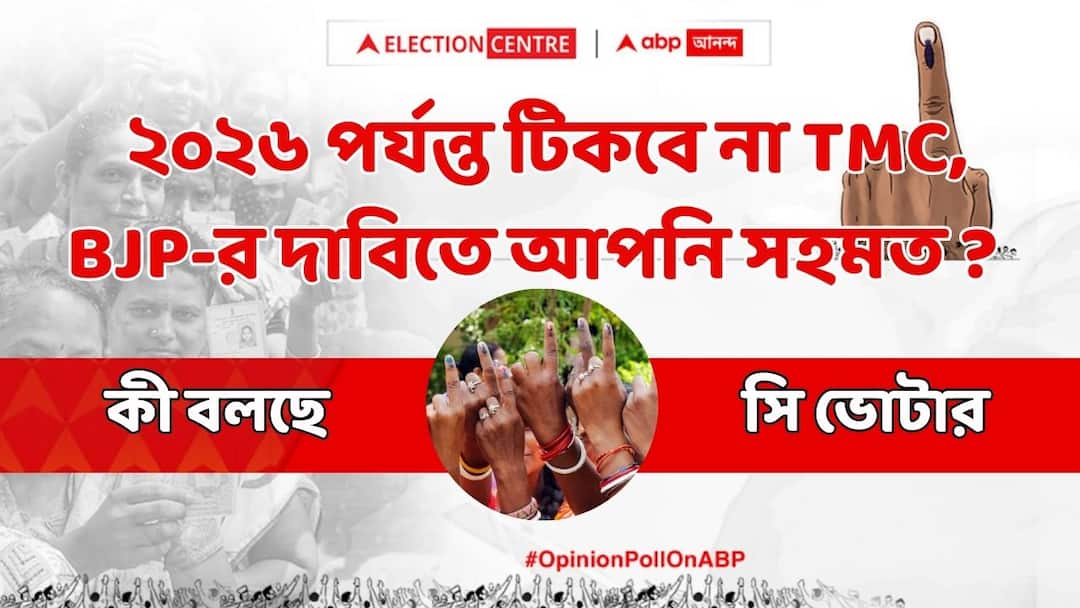 Lok Sabha Election 2024, ABP C voter West Bengal, TMC government will not stand till 2026 for their upcoming Lok Sabha poll result, claims BJP Lok Sabha Polls 2024: বাংলায় এতটাই ভাল ফল, ২০২৬ পর্যন্ত টিকবে না TMC সরকার, BJP-র এই দাবিতে আপনি সহমত ? কী বলছে সমীক্ষা ?