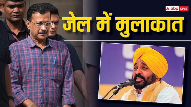 punjab cm bhagwant mann meets Arvind Kejriwal in tihar jail Arvind Kejriwal In Jail: तिहाड़ जेल में अरविंद केजरीवाल से मिलकर भावुक हुए भगवंत मान, कहा- 'आतंकवादियों की तरह...'